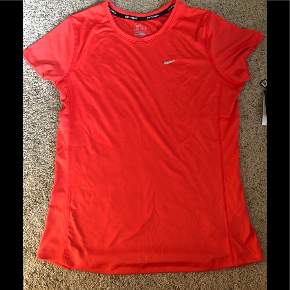 NWT Nike neon orange drifit running shirt